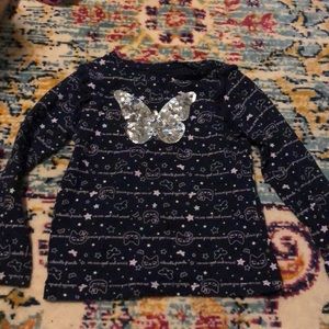 Girls blue silver butterfly shirt